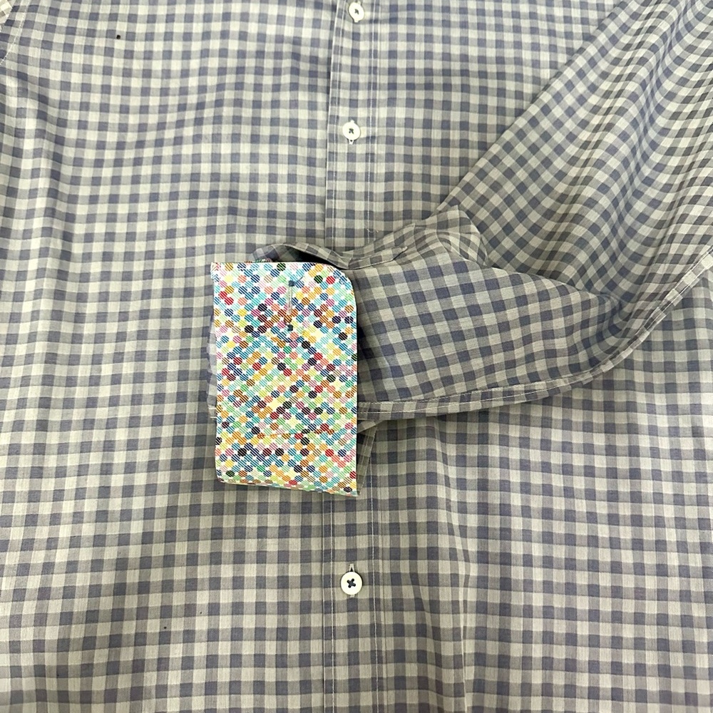 Unique Bugatchi Uomo Shirt. Mens M. Lg Sleeve. Button Up. Flip Cuff. Shaped Fit - Picture 4 of 10